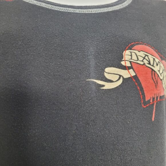 Vintage y2k tattoo grunge emo heart long sleeve patch text rare Reversible FLAW - Picture 5 of 11